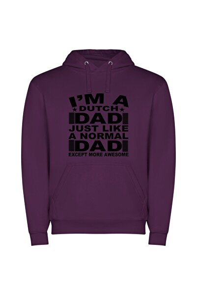 iLovePrints Dutch Awesome Dad Chronicles Φούτερ με κουκούλα σε χρώμα Μωβ