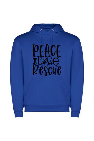 iLovePrints Elegant Love and Peace Φούτερ με κουκούλα σε χρώμα Μπλε