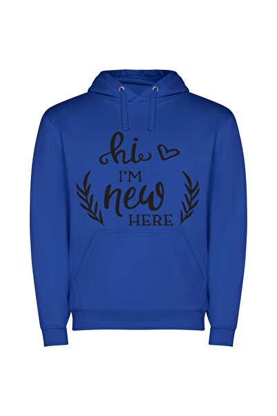 iLovePrints New Love, Hand-drawn Bliss Φούτερ με κουκούλα σε χρώμα Μπλε