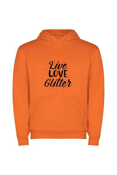 iLovePrints Glamour in Glitter Land Φούτερ με κουκούλα σε χρώμα Πορτοκαλί