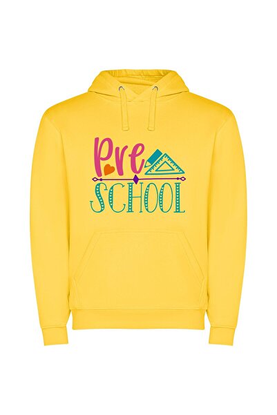 iLovePrints School Love Arrow Φούτερ με κουκούλα σε χρώμα Κίτρινο