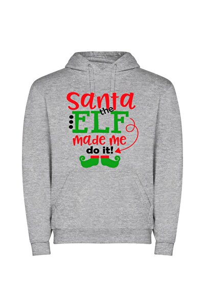 iLovePrints Mischievous Elf Shenanigans Φούτερ με κουκούλα σε χρώμα Γκρι