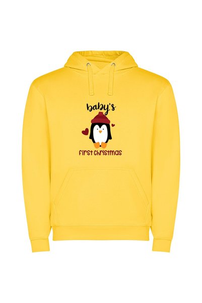 iLovePrints Babies' Festive Penguin Parade Φούτερ με κουκούλα σε χρώμα Κίτρινο