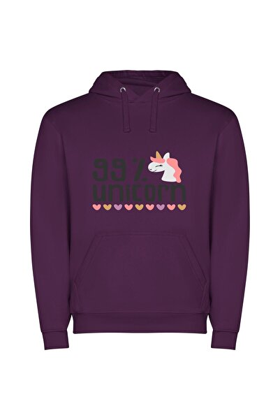 iLovePrints Heartfelt Magical Unicorn Image Φούτερ με κουκούλα σε χρώμα Μωβ