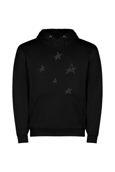 iLovePrints Stellar Noir Background Φούτερ με κουκούλα σε χρώμα Μαύρο