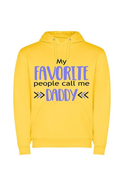 iLovePrints Beloved Daddy, Favorite Friend Φούτερ με κουκούλα σε χρώμα Κίτρινο