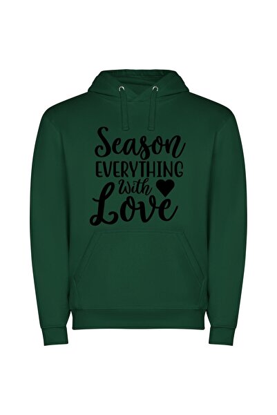 iLovePrints Love-Filled Seasonal Prints Φούτερ με κουκούλα σε χρώμα Πράσινο