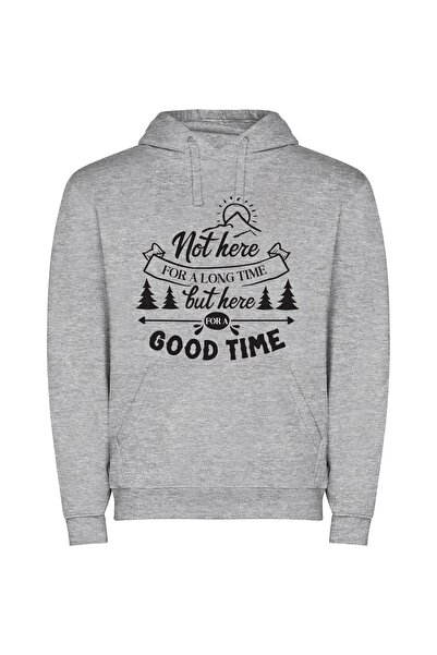 iLovePrints Time: Make It Count Φούτερ με κουκούλα σε χρώμα Γκρι