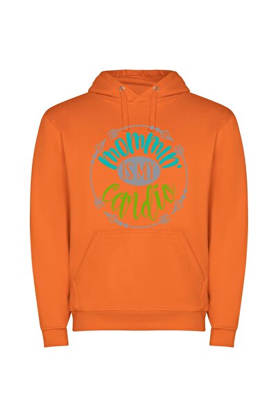 iLovePrints Fit Mom's Vinyl Workout Φούτερ με κουκούλα σε χρώμα Πορτοκαλί
