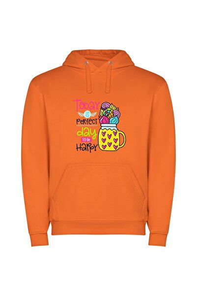 iLovePrints Candy Jar Happiness Day Φούτερ με κουκούλα σε χρώμα Πορτοκαλί