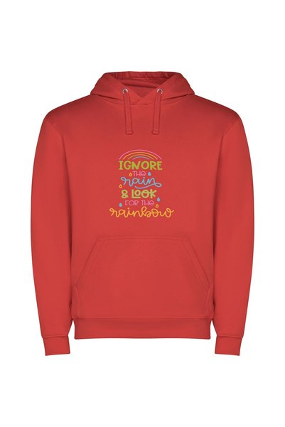 iLovePrints Chasing the Rainbow Glow Φούτερ με κουκούλα σε χρώμα Κόκκινο