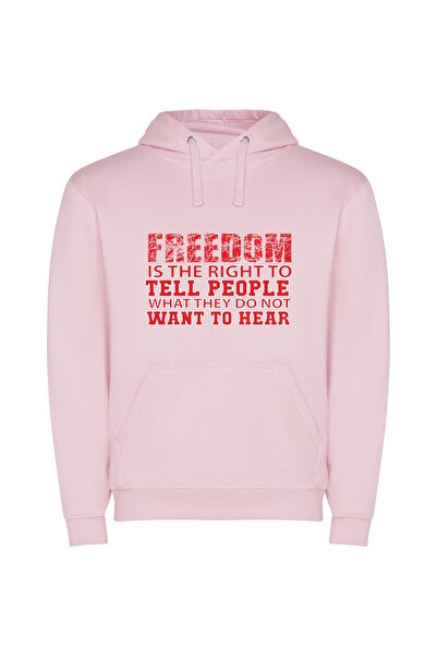 iLovePrints Open Eye Freedom Poster Φούτερ με κουκούλα σε χρώμα Ροζ