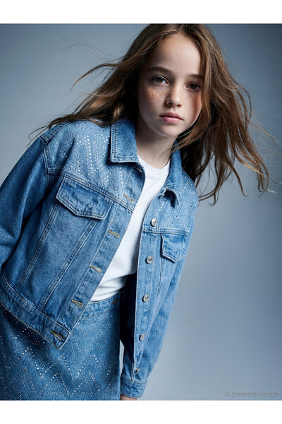 LC Waikiki Nevavm Stoned Girl's Jean Jacket with a Difference