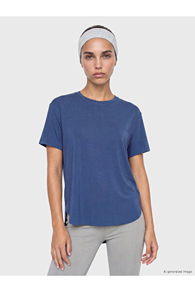 LC Waikiki Navy Blue Modal Blend Oversize Women's Sports T-Shirt