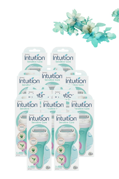 Schick Intuition 12 قطعة شفرة حلاقة للعناية الحساسة مع الألوفيرا والشاي الأخض...