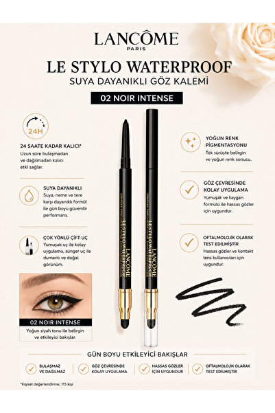 Lancome 02 NOİR İNTENSE - Le Stylo Uzun Süre Kalıcı ve Kremsi Formüllü Suya D...