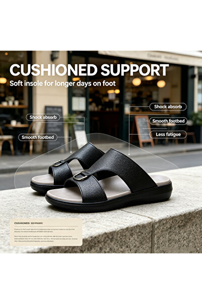 Amity Footwear KSA Men's Leather Sandals with Adored Pattern - Comfortable De...