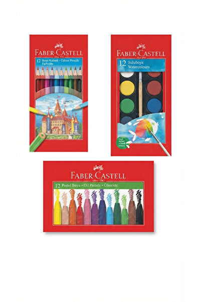 BATS OKUL KIRTASİYE BOYAMA BAŞLANGIÇ SETİ - 12'Lİ KURU BOYA 12'Lİ SULU BOYA 12'Lİ PASTEL BOYA - FABER SET