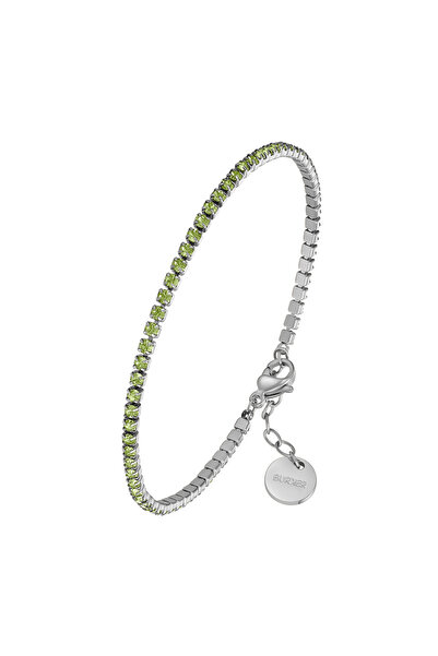 Burker Armband Damen Ava Petite Silber mit olivgrünen Zirkonia-Kristallen
