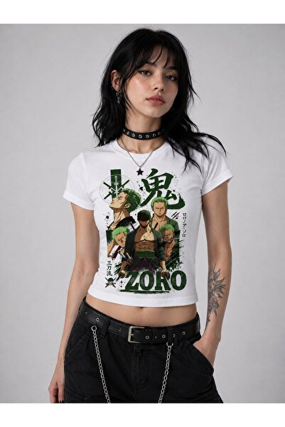ZAVIXO Women's Slim Fit Crop T-Shirt Anime Character Printed Stretchy Cotton ...