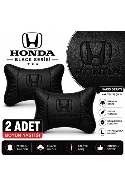 mutlu oto aksesuar Honda Black Serisi 2 Adet Araç Boyun Yastığı Siyah Premium...