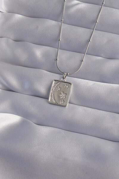 Clariss 316l steel chain silver color zircon stone moon star figured tarot ne...