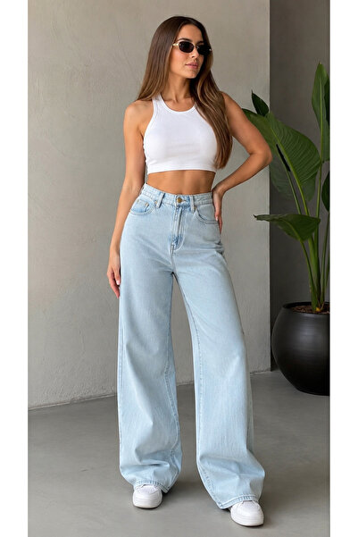MADAME MELEK Premium Original Branded 100% Cotton High Waist Wide Leg Loose F...