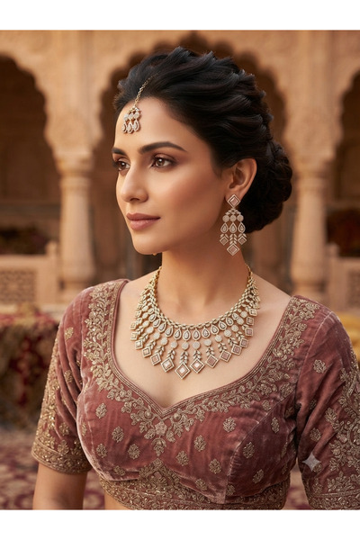 Aashiv's Collection Exotic Indian Design Sparkling Jewelry Set
