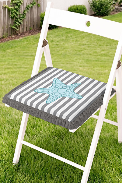 Realhomes Sea Star Figured Striped Modern Fringed Zippered Chair Cushion - De...