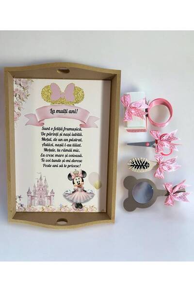 Botez Set tavita pentru taiere mot/turta – Minnie -pudra buline