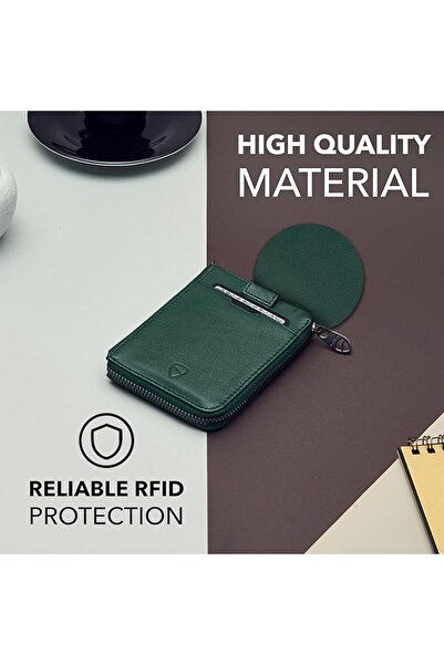 Vaultskin NOTTING HILL Slim Leather Zip Around Wallet, RFID (Black) | Minimal...