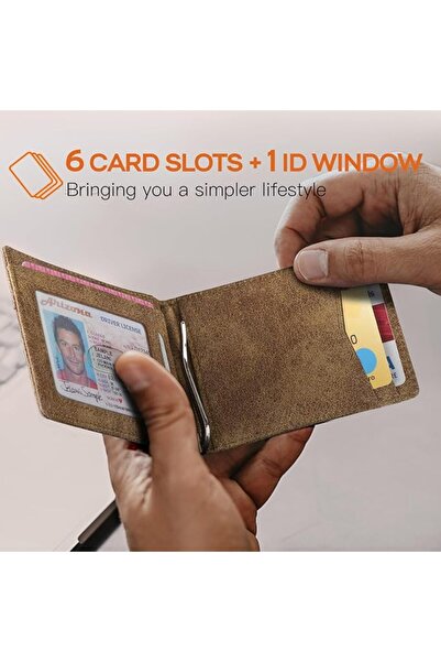 Runbox محفظة رجالية نحيفة من الجلد الأصلي مع خاصية حجب RFID، محفظة ثنائية الط...