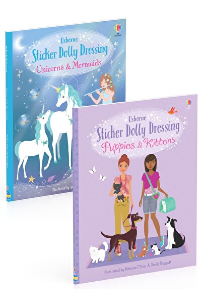 Usborne Комплект от 2 книжки за обличане на кукли с голям формат стикери: Куч...