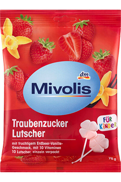 OEM Effervescent dextrose lollipops with strawberry and vanilla flavor, 75 g