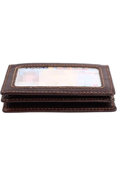 Easyoulife RFID Mens Slim Front Pocket Wallet Genuine Leather Bifold ID/ Holder