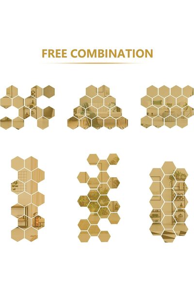 Generic Wall Stickers, 12 PCS Gold Wall Decor Removable Mirror Stickers DIY A...