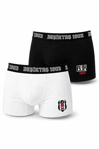 Bjk Lisanslı Taraftar Erkek Boxer Külot 2'li Paket Pamuklu Boxer İç Çamaşırı ...
