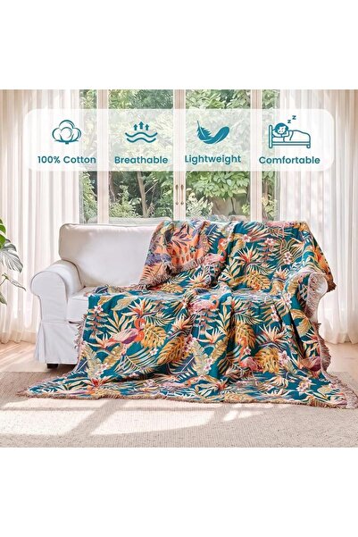 GENERAL MSGKV Boho Throw Blanket 100% Cotton Blankets for Bed Couch 60'x80', ...