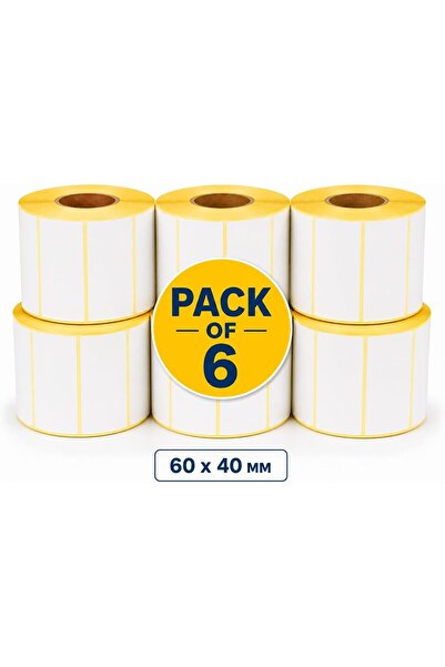Generic عبوة تحتوي على 6 لفات، ملصقات باركود حرارية، مقاس 60 مم × 40 مم، قطر ...