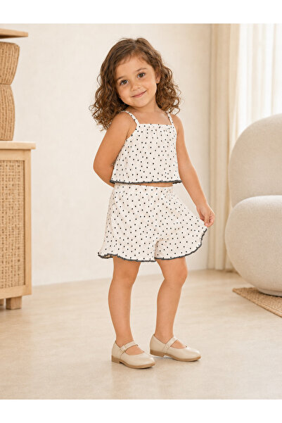 AKİF GİYİM Kız Bebek & Çocuk Alt Üst Krop Şort Takımı