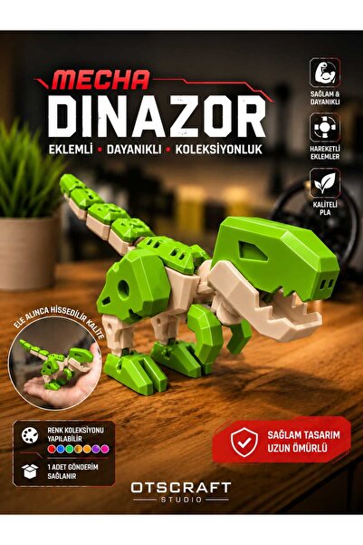 Otscraft Studio Mecha Dinozor – Hareketli Eklemli 3D Baskı Koleksiyon Figürü |