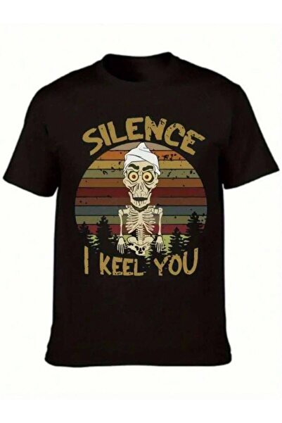 KYMC07 تي شيرت مطبوع برقبة دائرية بنمط Silence I Keel، تي شيرت أسود للمراهقين...