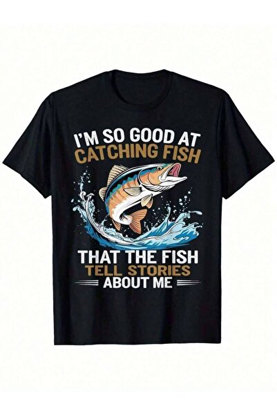 9TAY تي شيرت رجالي بطبعة "I'm So Good At Catching That The Tell Stories" - تي...
