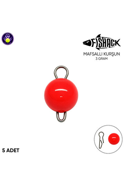 Fishack Mafsallı Kurşun - Hareketli İğne Kurşunu - UV Turuncu - 5'li Paket - ...
