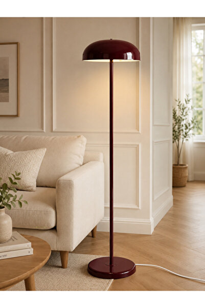 burenze Benedict Modern Tasarım Lambader Vişne Çürüğü Bordo Gövde Metal Başlıklı