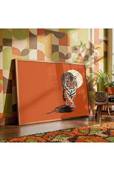 woodhomeworks طاولة صالون من قطعة واحدة بتصميم جداري على شكل نمر