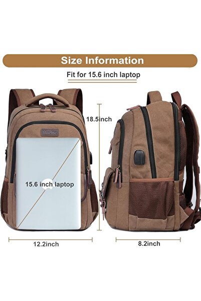 Mactso Canvas Laptop Backpack for Men Women,Travel Work Rucksack Computer Bag...