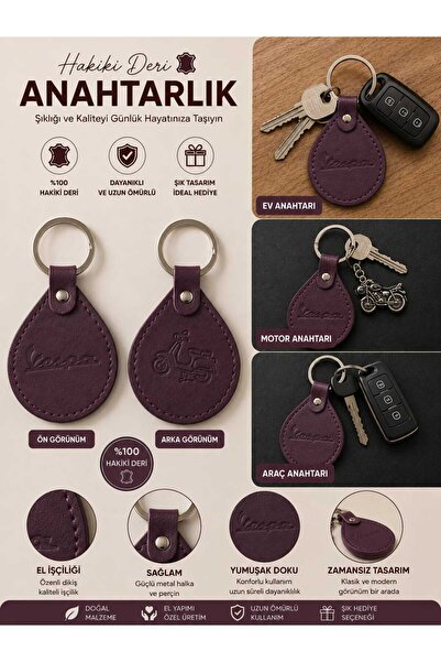 Perafit Vespa Genuine Leather Keychain Stylish Durable Handmade for Car Motor...