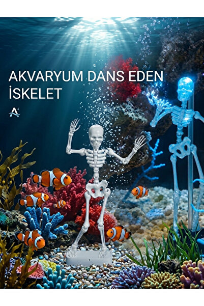 smplethngs Hareketli Dans Eden İskelet - Akvaryum Hava Taşı ve Dekoratif Figür