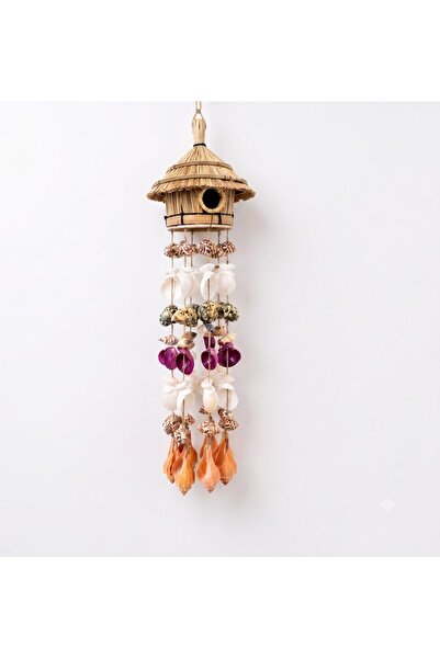 hediye sandalı Seashell Wind Chime with Wicker House Detail